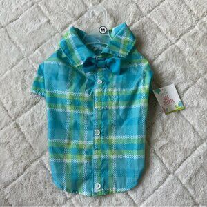 Meijer | Easter Dog apparel "Blue Plaid" Button Up Shirt | Size Medium